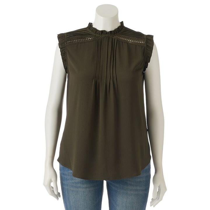 Juniors' Plus Size Heartsoul Ruffle Mockneck Top, Teens, Size: 1xl, Green Oth