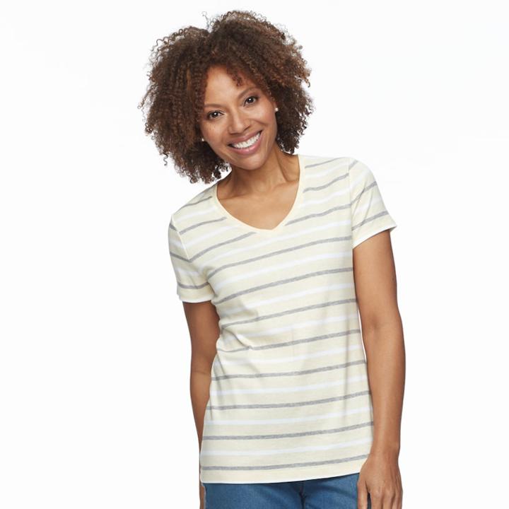 Petite Croft & Barrow&reg; V-neck Tee, Women's, Size: Xl Petite, Med Yellow