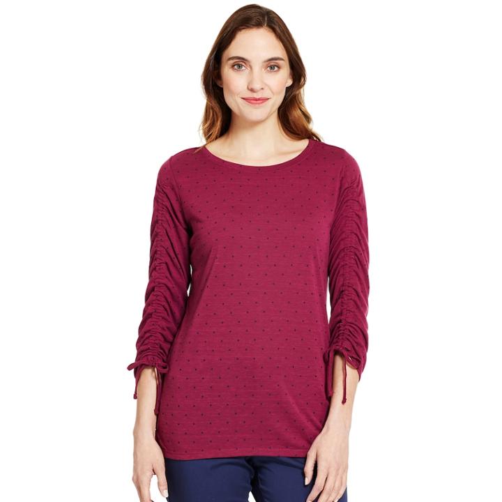 Women's Izod Dot Ruched-sleeve Top, Size: Medium, Purple