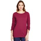 Women's Izod Dot Ruched-sleeve Top, Size: Medium, Purple
