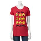 Juniors' I'm So Emojinal Emoji Graphic Tee, Girl's, Size: Xl, Red