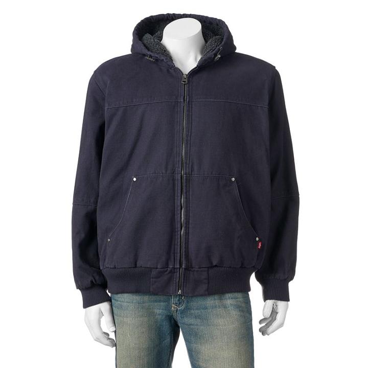 Big & Tall Levi's Sherpa-lined Canvas Bomber Jacket, Men's, Size: Xl Tall, Blue (navy)