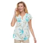 Women's Croft & Barrow&reg; Print Henley Top, Size: Small, Light Blue