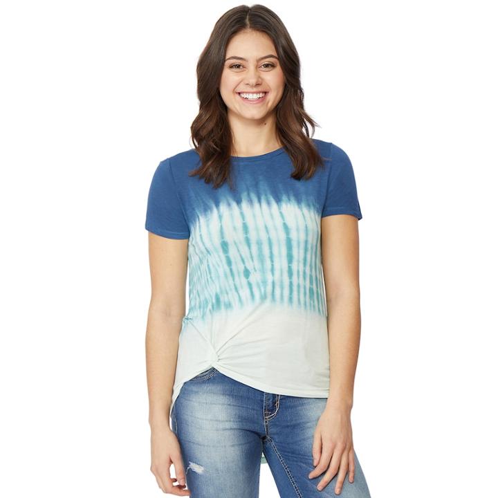 Juniors' Wallflower Tie-dye Twist-front Tee, Teens, Size: Medium, Light Blue