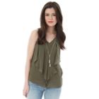 Juniors' Iz Byer California Cutout Ruffle Tank, Girl's, Size: Small, Dark Green
