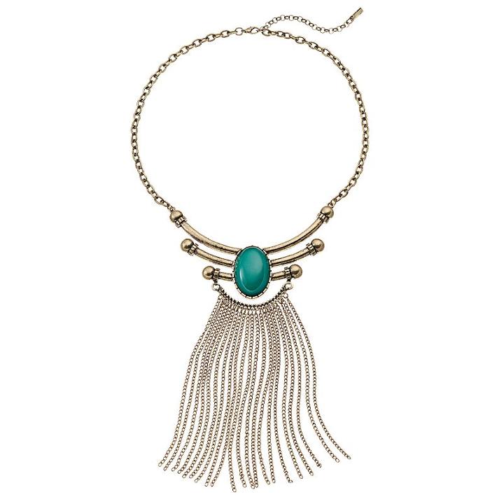 Gs By Gemma Simone Oval Cabochon & Fringe Statement Necklace, Women's, Size: 17, Multicolor