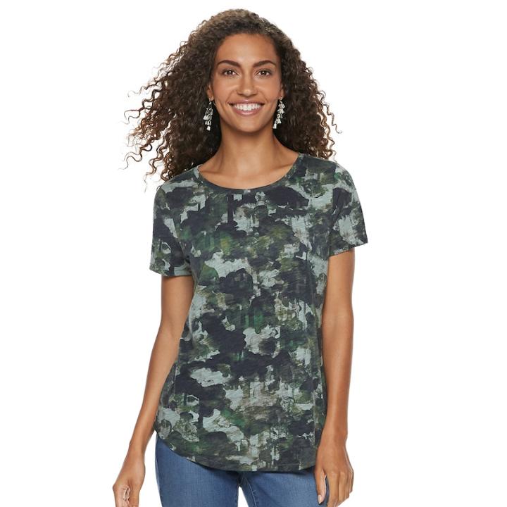 Women's Sonoma Goods For Life&trade; Essential Crewneck Tee, Size: Large, Green