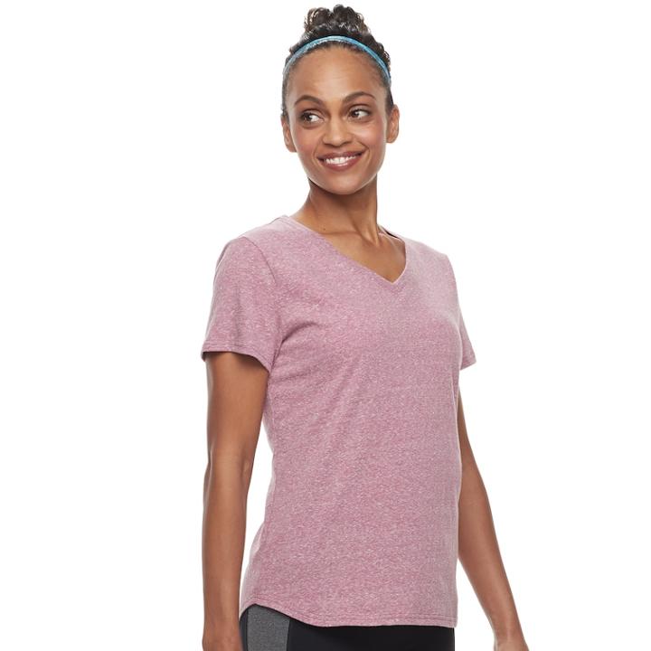 Women's Tek Gear&reg; Essential V-neck Short Sleeve Tee, Size: Xl, Med Pink