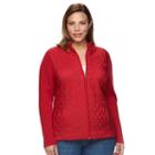 Plus Size Croft & Barrow&reg; Quilted Sweater Jacket, Women's, Size: 3xl, Med Red