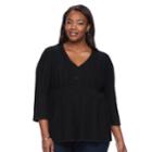 Plus Size Croft & Barrow&reg; Textured Swing Cardigan, Women's, Size: 1xl, Black