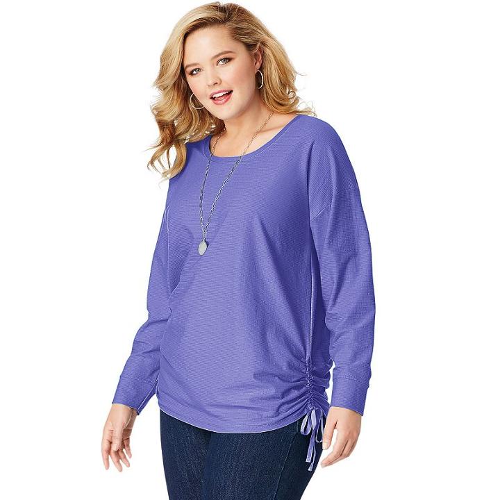 Plus Size Just My Size Side Tie Tunic Shirt, Women's, Size: 1xl, Med Purple