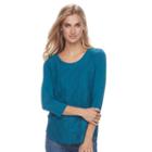 Women's Croft & Barrow&reg; Lace-front Tee, Size: Xl, Blue