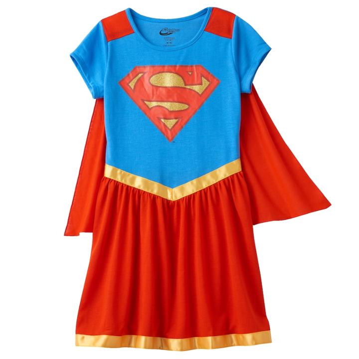 Girls 6-16 Dc Comics Supergirl Dorm Nightgown With Removable Cape, Size: 7-8, Red