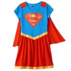 Girls 6-16 Dc Comics Supergirl Dorm Nightgown With Removable Cape, Size: 7-8, Red