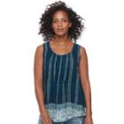 Women's Sonoma Goods For Life&trade; Print Pintuck Tank, Size: Medium, Dark Blue