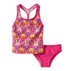 Girls 7-16 Speedo Diamond Geometric Tankini Swimsuit Set, Girl's, Size: 8, Med Pink