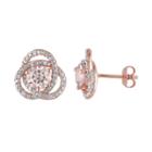 Sterling Silver Morganite & 1/10 Carat T.w. Diamond Swirl Stud Earrings, Women's, Pink