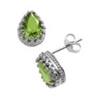 Sterling Silver Peridot Crown Stud Earrings, Women's, Green
