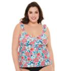 Plus Size Costa Del Sol Floral Tankini Top, Women's, Size: 0x, Med Pink