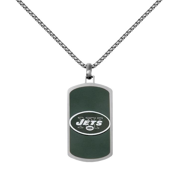 Men's Stainless Steel New York Jets Dog Tag Necklace, Silver