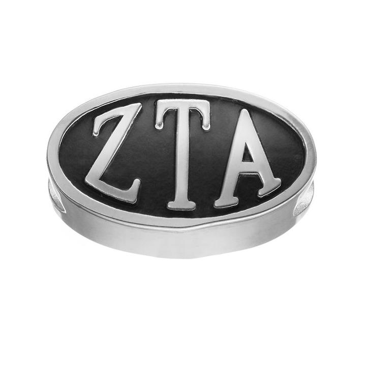 Logoart Zeta Tau Alpha Sterling Silver Oval Bead, Women's, Grey