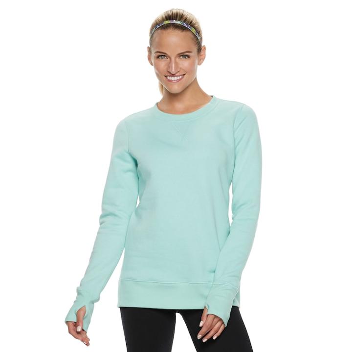 Women's Tek Gear&reg; Crewneck Thumb Hole Sweatshirt, Size: Xxl, Lt Green