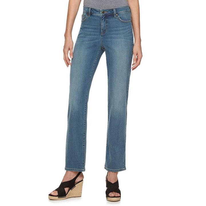 Women's Chaps Dark Wash Straight-leg Jeans, Size: 10, Blue