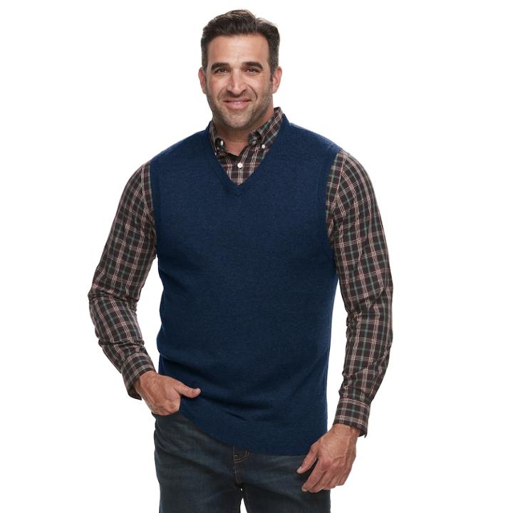 Big & Tall Croft & Barrow&reg; Classic-fit 12gg Sweater Vest, Men's, Size: 2xb, Blue (navy)