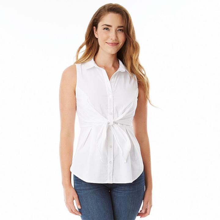 Juniors' Iz Byer California Sleeveless Poplin Shirt, Girl's, Size: Small, White