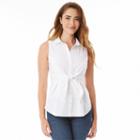 Juniors' Iz Byer California Sleeveless Poplin Shirt, Girl's, Size: Small, White
