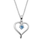 Sterling Silver Aquamarine Openwork Heart Pendant, Women's, Size: 18, Blue
