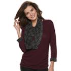 Women's Elle&trade; Mock-layer Top & Scarf Set, Size: Xxl, Drk Purple