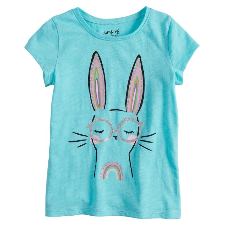 Girls 4-10 Jumping Beans&reg; Glittery Graphic Tee, Size: 4, Med Blue