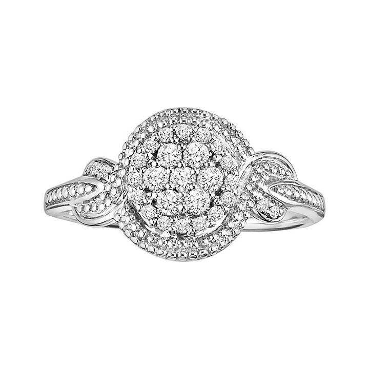 Love Always Round-cut Diamond Twist Engagement Ring In Platinum Over Silver (1/4 Ct. T.w.), Women's, Size: 6.50, White