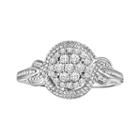 Love Always Round-cut Diamond Twist Engagement Ring In Platinum Over Silver (1/4 Ct. T.w.), Women's, Size: 6.50, White