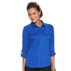 Women's Dana Buchman Nailhead Camp Shirt, Size: Xs, Med Blue