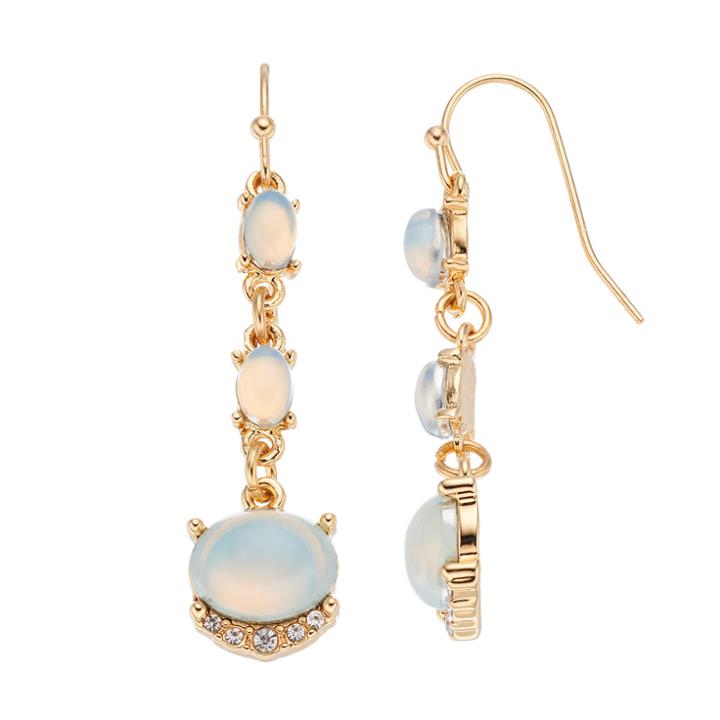 Lc Lauren Conrad Oval Cabochon Nickel Free Linear Earrings, Women's, White