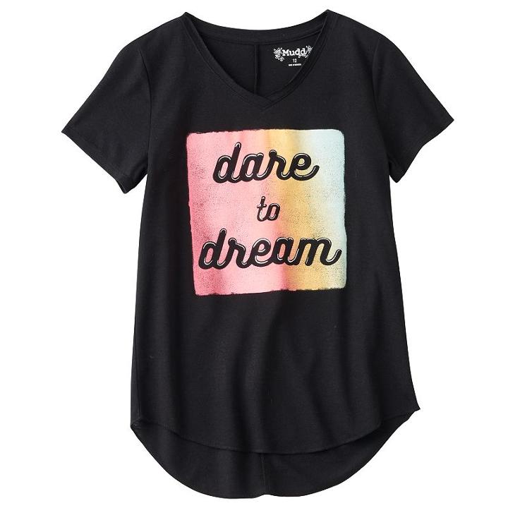 Girls 7-16 & Plus Size Mudd&reg; Seamed Back High-low Hem Graphic Tee, Girl's, Size: 20 1/2, Black