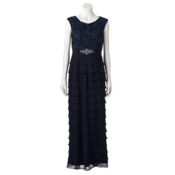 Women's Jessica Howard Tiered Lace Evening Gown, Size: 10, Blue (navy)