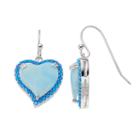 Sterling Silver Larimar & Lab-created Blue Opal Heart Halo Drop Earrings, Women's
