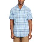 Big & Tall Chaps Classic-fit Plaid Linen-blend Button-down Shirt, Men's, Size: L Tall, Blue