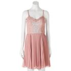 Juniors' Lily Rose Pleated Sweetheart Lace Dress, Girl's, Size: Small, Multicolor