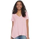 Women's Sonoma Goods For Life&trade; Soft Touch Shark-bite Hem Tee, Size: Medium, Light Pink