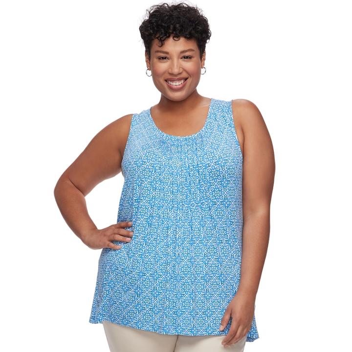 Plus Size Croft & Barrow&reg; Pleated Scoopneck Tank, Women's, Size: 1xl, Med Blue