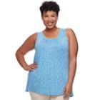 Plus Size Croft & Barrow&reg; Pleated Scoopneck Tank, Women's, Size: 1xl, Med Blue