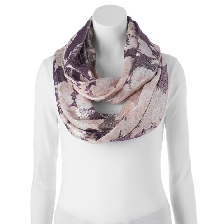 Apt. 9&reg; Shimmer Floral Infinity Scarf, Women's, Purple