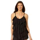 Women's Cole Of California Tiered Tankini Top, Size: Xl, Black