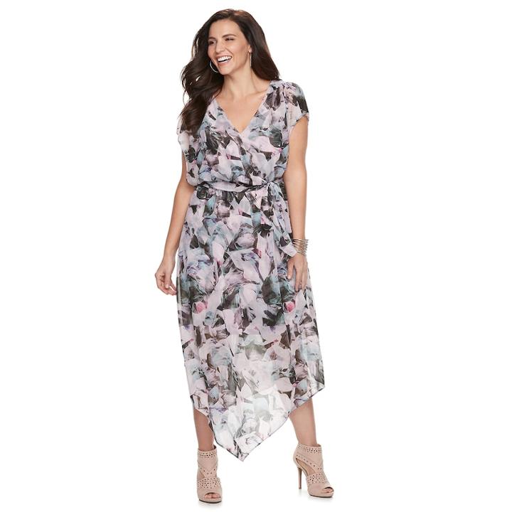 Plus Size Jennifer Lopez V-hem Wrap Dress, Women's, Size: 3xl, Green