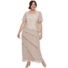 Plus Size Maya Brooke Tiered Dress, Women's, Size: 16 W, Beige