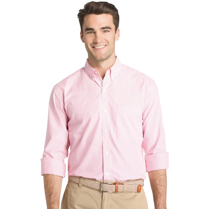 Men's Izod Essential Classic-fit Premium Stretch Button-down Shirt, Size: Xl, Pink